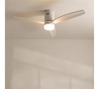 Ventilateur de plafond WIND CALM 40W silencieux pales ABS IP44 LED 15W Blanc G