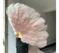 Ventilateur de plumes d'autruche, Éventail pliable en plumes d'autruche, 13 os, rose clair, multicolore, 100-130 cm, lot de 1 ou 2, for soirée dansante, mariage(25 Leather Pink,130cm 1Pair(two))
