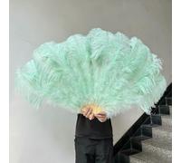 Ventilateur de plumes d'autruche, Éventail pliable en plumes d'autruche, 13 os, rose clair, multicolore, 100-130 cm, lot de 1 ou 2, for soirée dansante, mariage(33 Mint Green,100cm 1PCS left hand)