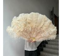 Ventilateur de plumes d'autruche, Éventail pliable en plumes d'autruche, 13 os, rose clair, multicolore, 100-130 cm, lot de 1 ou 2, for soirée dansante, mariage(19 Champagne,130cm1PCS Right hand)