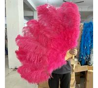 Ventilateur de plumes d'autruche, Éventail pliable en plumes d'autruche, 13 os, rose clair, multicolore, 100-130 cm, lot de 1 ou 2, for soirée dansante, mariage(2 Watermelon red,100cm1PCS Right hand)