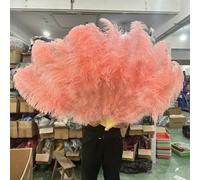 Ventilateur de plumes d'autruche, Éventail pliable en plumes d'autruche, 13 os, rose clair, multicolore, 100-130 cm, lot de 1 ou 2, for soirée dansante, mariage(52 Shrimp Pink,130cm1PCS left hand)