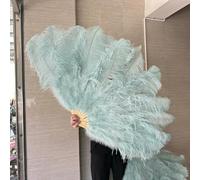 Ventilateur de plumes d'autruche, Éventail pliable en plumes d'autruche, 13 os, rose clair, multicolore, 100-130 cm, lot de 1 ou 2, for soirée dansante, mariage(27 Light blue,100cm1PCS Right hand)