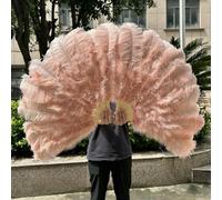 Ventilateur de plumes d'autruche, Éventail pliable en plumes d'autruche, accessoire de danse à main, multicolore, grand et petit, plusieurs tailles(52 Shrimp Pink,Small fan 1PCS)