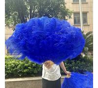 Ventilateur de plumes d'autruche, Éventail pliable en plumes d'autruche for arts du spectacle, décoration d'intérieur, multicolore, plusieurs tailles(8 Royal blue,Small fan 1PCS)