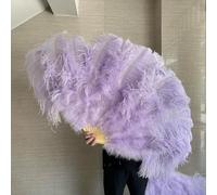 Ventilateur de plumes d'autruche, Éventail pliable en plumes d'autruche for arts du spectacle, décoration d'intérieur, multicolore, plusieurs tailles(21 Light purple,Big Fan 1Pair(two))
