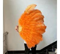 Ventilateur de plumes d'autruche, Éventail pliable en plumes d'autruche for arts du spectacle, décoration d'intérieur, multicolore, plusieurs tailles(11 Orange,Small fan 1PCS)