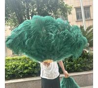 Ventilateur de plumes d'autruche, Éventail pliable en plumes d'autruche for arts du spectacle, décoration d'intérieur, multicolore, plusieurs tailles(23 Dark green,Small fan 1Pair(two))