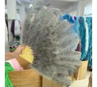 Ventilateur de plumes d'autruche, Éventails pliants en plumes d'autruche 100 cm/130 cm, accessoires de photographie de danse multicolores(Gray,1PCS 130CM)