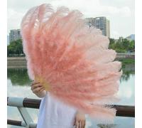 Ventilateur de plumes d'autruche, Éventails pliants en plumes d'autruche 100 cm/130 cm, accessoires de photographie de danse multicolores(Powder pink,1PCS 100CM)