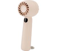 Ventilateur de poche portable 5 vitesses de vent Affichage numérique Faible bruit Petit ventilateur de poche multifonctionnel pour le voyage, le camping et l'extérieur Beige