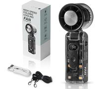 Ventilateur de Poche Portable avec Glacière Intégrée,Ventilateur a Main,Batterie 3600mAh,100 Vitesses Réglables,Lumières LED,Turbo Haute Vitesse,Idéal pour Voyages,Été,Concerts et Extérieur (Noir)