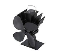 Ventilateur de poêle 4 lames alimenté par la chaleur, fonctionnement silencieux - Ventilateur écologique pour brûler le bois, brûle-bûches, cheminée (1 pièce, noir), noir
