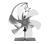 Ventilateur de poêle à 6 pales, ventilateur de cheminée, alimenté par la chaleur, Circulation du vent rapide, motif demi-lune, ventilateur thermoélectrique pour brûleur à bûches (Argent)