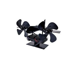 Ventilateur de poêle à action silencieuse alimenté par la chaleur - Piles refusées - Double tête pour un chauffage efficace de la pièce - Ventilateur moderne en aluminium alimenté par la chaleur pour