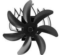 Ventilateur de poêle à bois 7 pales en alliage d'aluminium à faible bruit Ventilateur de poêle à chaleur suspendu au mur avec boucle de fixation pour poêle à bois domestique Camping Noir
