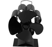ventilateur de poêle à bois à 4 pales en alliage d'aluminium anodisé Ventilateur de cheminée à chaleur efficace et silencieuse avec thermomètre magnétique