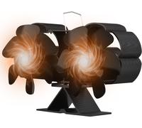 Ventilateur de poêle à bois à deux têtes et 6 pales avec poignée de transport et protection contre la surchauffe Ventilateur de chaleur portable non électrique respectueux de l'environnement pour la c