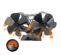 Ventilateur de poêle à bois alimenté par la chaleur, double moteur silencieux, 4 lames, cheminée activée non électrique avec support et magnétique pour brûler un brûleur à bûches