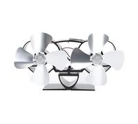 Ventilateur de poêle à bois alimenté par la chaleur, ventilateur de cheminée en alliage d’aluminium à 4 pales pour poêle à bois, conception à double tête offrant un fonctionnement (Argent)