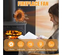 Ventilateur de poêle à bois Ventilateur de cheminée non électrique en forme de lotus avec 6 pales et support pour poêle à bois/bûches de bois