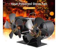 Ventilateur de poêle à double moteur 10 pales alimenté par la chaleur, non électrique, fonctionnement silencieux pour poêle à bois, brûleur à granulés, oxyde d'aluminium noir 24 x