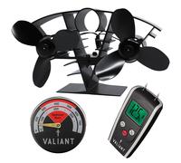 Ventilateur de poêle Valiant Twin Blade, thermomètre magnétique en rouge et h...