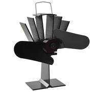 Ventilateur De Poêle Alimenté Par Chaleur 2 Pales Noir VIDAXL