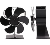 Ventilateur de poêle alimenté par la chaleur Ventilateur de cheminée 6 pales Puissance thermique Résistance à la température élevée Economie d'énergie Noir