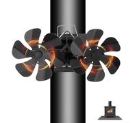 Ventilateur de poêle de cheminée 12 lames, double moteur alimenté par la chaleur, Ventilateur Poele à Bois fixe sur tuyau Ventilateur Silencieux, ventilateur de poêle à bois écologique/gaz/granulés