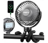 Ventilateur de poussette, alimenté par batterie, ventilateur de bureau personnel à clipser avec trépied flexible, noir