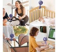 Ventilateur De Poussette Portable 8000 Mah Rotation À 360 Degrés Siège Auto Violet
