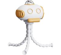 Ventilateur de poussette USB rechargeable, sans pales, 3 vitesses, silencieux 90��� Auto Oscillant, avec musique et veilleuse pour l'extérieur, blanc