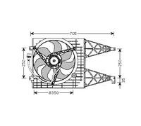Ventilateur de radiateur VN7507 AVA QUALITY COOLING pour VW POLO III GOLF IV
