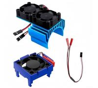 Ventilateur de refroidissement 4,8 ~ 6 V et moteur double ventilateur pour voiture électrique 1/10 compatible avec moteurs de 35 à 37 mm, plusieurs couleurs (bleu)