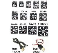 Ventilateur de refroidissement 40MM 50MM 60MM 70MM 80MM 90MM 120MM, boîtier de moteur sans balais, ventilateur silencieux avec câble USB OR