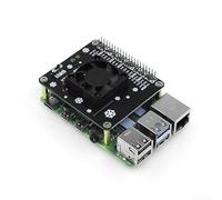 Ventilateur de refroidissement actif pour Raspberry Pi 5/4B/3B+, carte d'extension GPIO avec LED, dissipateur thermique et piliers en cuivre, boîtier ABS pour projets de bricolage, ensemble B (vert A)