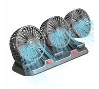 Ventilateur de refroidissement automatique - Ventilateur à trois têtes pour véhicules | Petit ventilateur personnel à air de refroidissement USB/12 V/24 V, 2 vitesses, ventilateur électrique pour cami
