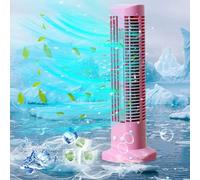 Ventilateur de refroidissement de climatiseur portable, mini ventilateur tour sans feuilles, 2 vitesses réglables, avec lumière LED, petit ventilateur de table USB silencieux for la maison, la chambre