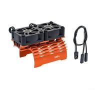 Ventilateur de refroidissement de moteur sans balais pour voitures télécommandées à l'échelle 1/5, 1/8, 1/10, 1/12 avec double flux d'air et dissipateur thermique en aluminium (Orange540-L)