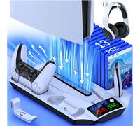 Ventilateur De Refroidissement Led 3 Modes Pour Ps5,Support Vertical,2 Contrôleurs,Station De Chargement Pour Disque Sony Playstation 5/Numérique Avec 13 Emplacements De Jeu - Type Beboncool Q274 #B