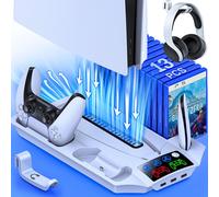 Ventilateur De Refroidissement Led 3 Modes Pour Ps5,Support Vertical,2 Contrôleurs,Station De Chargement Pour Disque Sony Playstation 5/Numérique Avec 13 Emplacements De Jeu - Type Beboncool Q254 #B