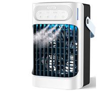 Ventilateur de refroidissement portable de 800 ml, mini climatiseur portable avec 3 brumisations froides et vitesses, 7 veilleuses et minuterie de 2 à 8 h, refroidisseur d'air personnel pour chambre à