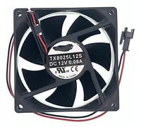 Ventilateur de refroidissement ultra silencieux pour réfrigérateur Tianxuan TX8025L12S DC 12 V 0,08 A 8 cm 8025 0,96 W 2 fils