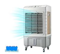 Ventilateur de Refroidisseur d'air évaporatif Portable, 3 Vitesses, 120 Oscillation, 6 boîtes à Glace, Grand réservoir d'eau jusqu'à 90 M2 de Chambre, Refroidissement Efficace avec Roues Mobiles