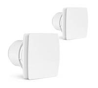 Ventilateur de salle de bain 100 mm avec capteur d'humidité et post-circuit | Lot de 2 ventilateurs d'échappement silencieux avec 95 m³/h et IPX4, clapet anti-retour et 12 W, ventilateur de salle de bain