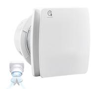 Ventilateur de salle de bain, 100 mm, avec minuterie et capteur d'humidité, ≤ 34 dB, silencieux et puissant, 12 W, 95 m³/h, IPX4, avec clapet anti-retour, installation murale au plafond dans la salle