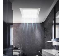 Ventilateur de salle de bain avec éclairage LED intégré, indice de bruit de 0,9 son, conçu pour des zones de 80 m², s'adapte aux ouvertures de plafond standard de 20,3 cm x 20,3 cm