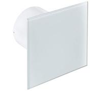 Ventilateur de salle de bain design avec façade en verre avec capteur d'humidité et hygrostat ainsi que minuterie et clapet anti-retour WEG100H - Ventilateur mural silencieux - 10 cm