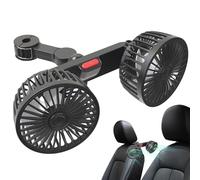 Ventilateur De Siège Auto, Ventilateur Auto Pour Siège Arrière, Rotation Trois Cent Soixante Degrés Double Tête Trois Vitesses Réglables Ventilateur Rafraîchissant Pour Camping Chariot De Golf Tapis R